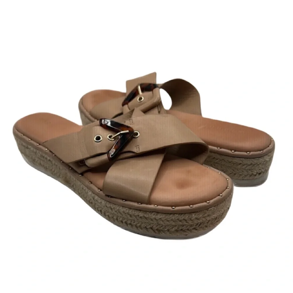 Gianni Bini Sz 8 Tan Espadrille Platform Sandals